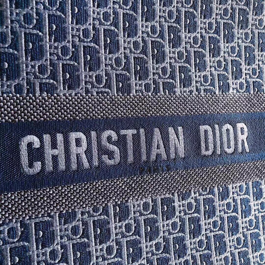 Dior Book Tote Bag In Denim Blue Oblique Canvas 529