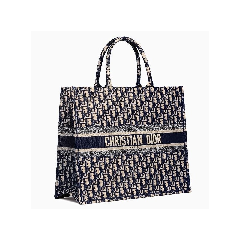 Dior Book Tote Bag In Blue Oblique Canvas  544