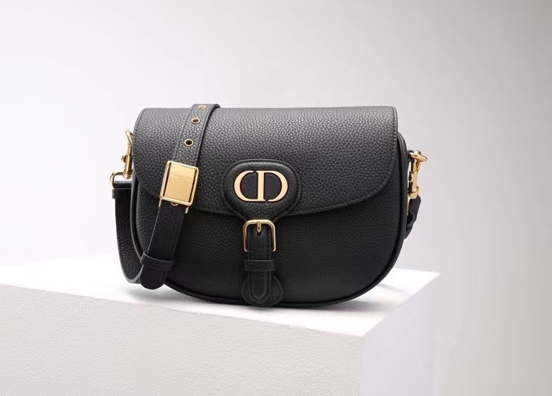 Dior Medium Bobby Bag In Black Grained Calfskin 648