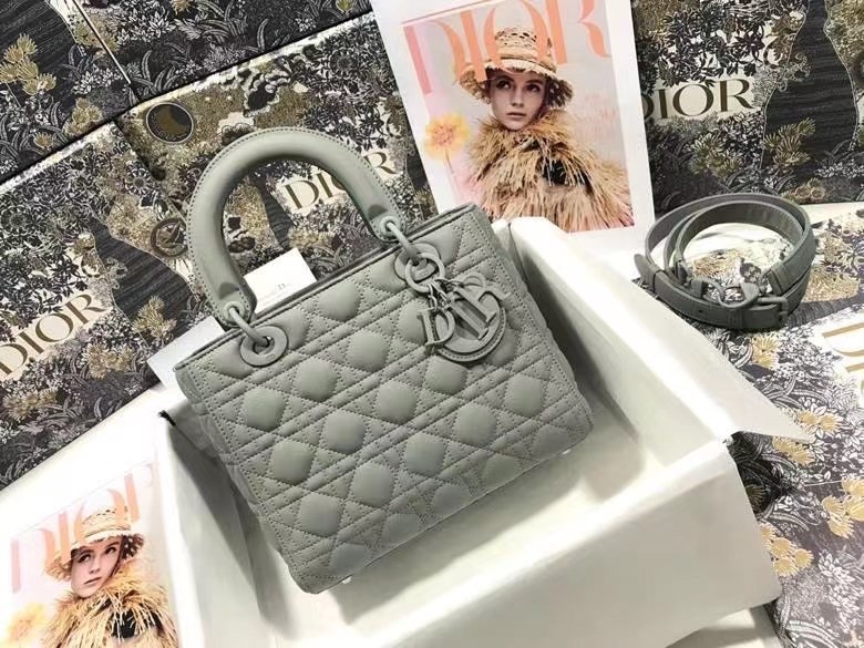 Dior Medium Lady Dior Bag In Grey Ultramatte Calfskin 962