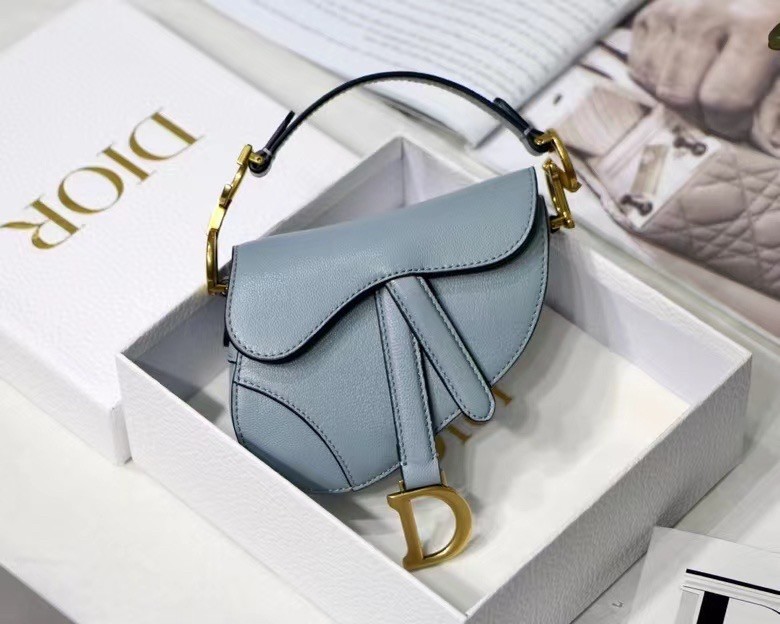 Dior Micro Saddle Bag In Grey Goatskin 065