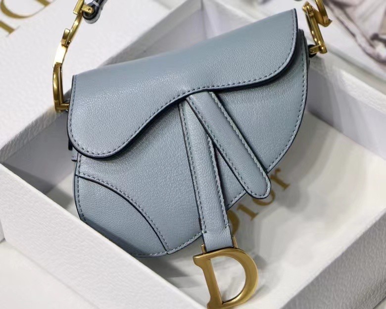 Dior Micro Saddle Bag In Grey Goatskin 065