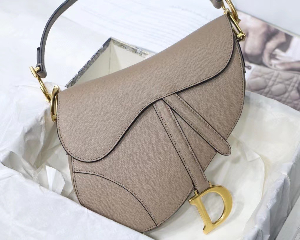 Dior Saddle Bag In Warm Taupe Grained Calfskin 658