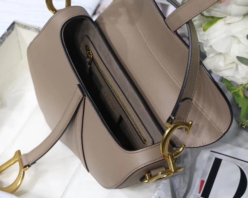 Dior Saddle Bag In Warm Taupe Grained Calfskin 658