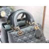 Dior Medium Lady Dior Bag In Grey Patent Cannage Calfskin 877