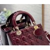 Dior Medium Lady Dior Bag In Red Patent Cannage Calfskin 213