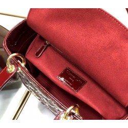 Dior Medium Lady Dior Bag In Red Patent Cannage Calfskin 213