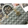 Dior Large Lady Dior Bag In Grey Cannage Lambskin 304