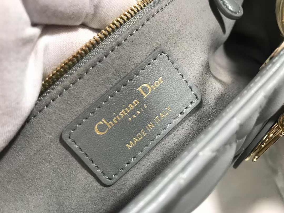 Dior Large Lady Dior Bag In Grey Cannage Lambskin 304