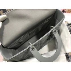 Dior Large Lady Dior Bag In Grey Ultramatte Calfskin 840