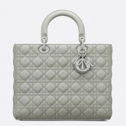 Dior Large Lady Dior Bag In Grey Ultramatte Calfskin 840