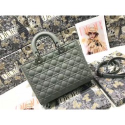 Dior Large Lady Dior Bag In Grey Ultramatte Calfskin 840