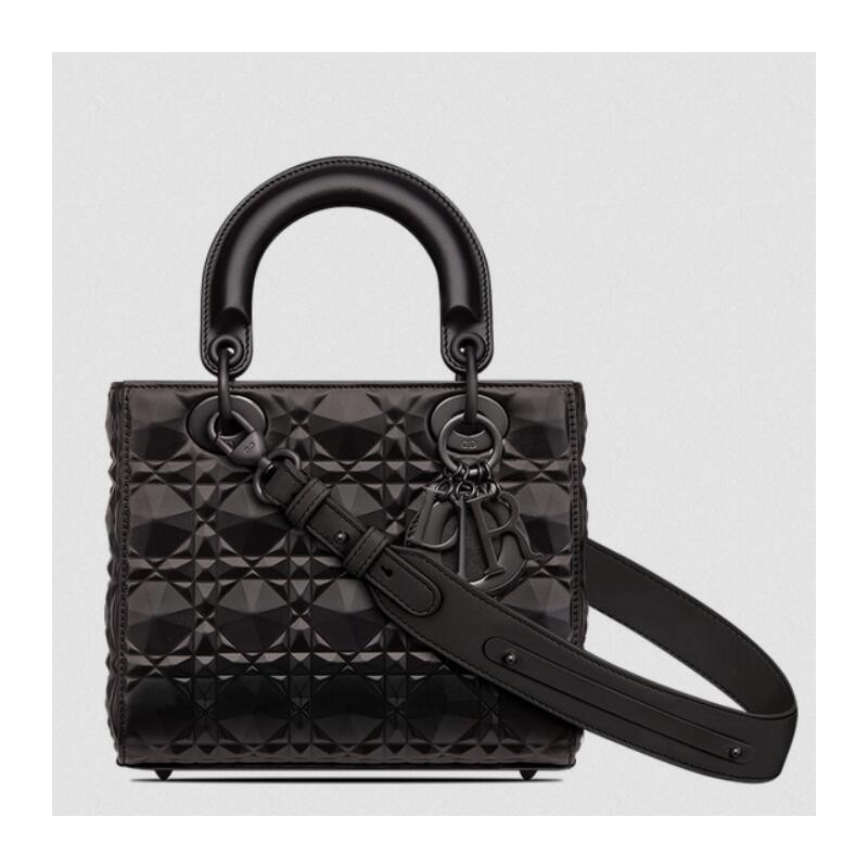 Dior Small Lady Dior My ABCDior Bag In Black Diamon Calfskin 055