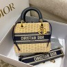 Dior Medium Lady Dior Bag In Wicker and Blue Oblique Jacquard 138