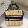 Dior Medium Lady Dior Bag In Wicker and Blue Oblique Jacquard 138