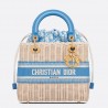 Dior Medium Lady Dior Bag In Wicker and Light Blue Oblique Jacquard 177