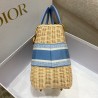 Dior Medium Lady Dior Bag In Wicker and Light Blue Oblique Jacquard 177