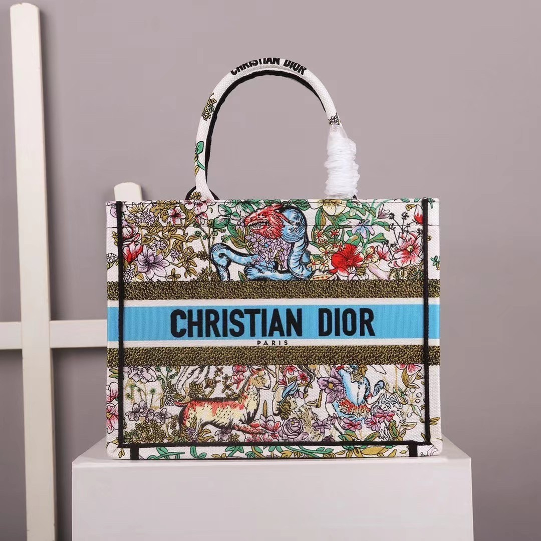 Dior Medium Book Tote In Latte D-Constellation Embroidery 216