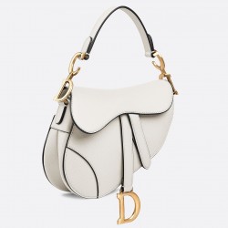 Dior Mini Saddle Bag In White Grained Calfskin 578