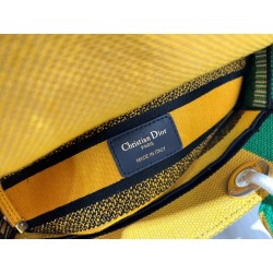 Dior Medium Lady D-Lite Bag In Yellow and Green D-Flower Pop Embroidery 911