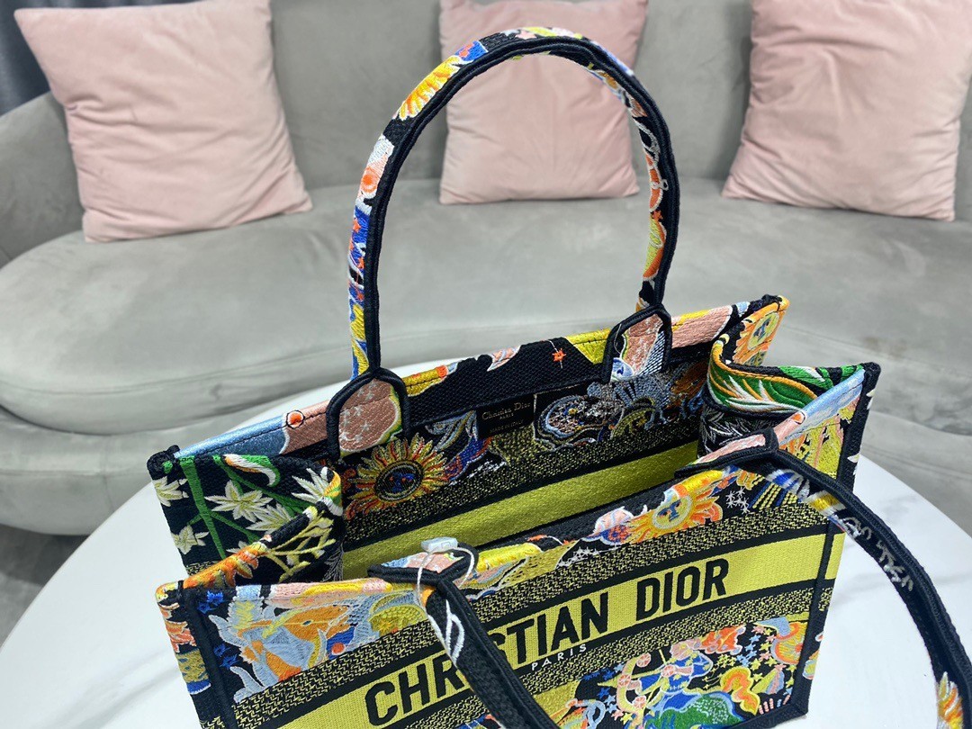 Dior Medium Book Tote In Black Zodiac Fantastico Embroidery 984