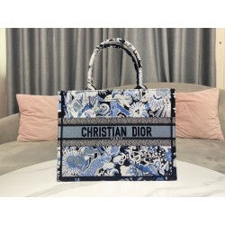 Dior Medium Book Tote In Blue Zodiac Fantastico Embroidery 178