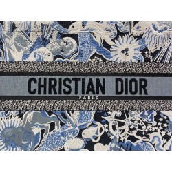 Dior Medium Book Tote In Blue Zodiac Fantastico Embroidery 178