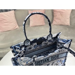 Dior Medium Book Tote In Blue Zodiac Fantastico Embroidery 178