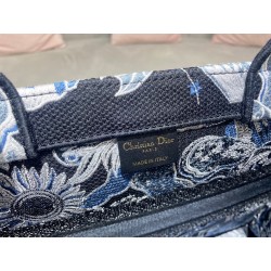 Dior Medium Book Tote In Blue Zodiac Fantastico Embroidery 178