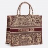 Dior Book Tote Bag In Burgundy Toile De Jouy Canvas 724