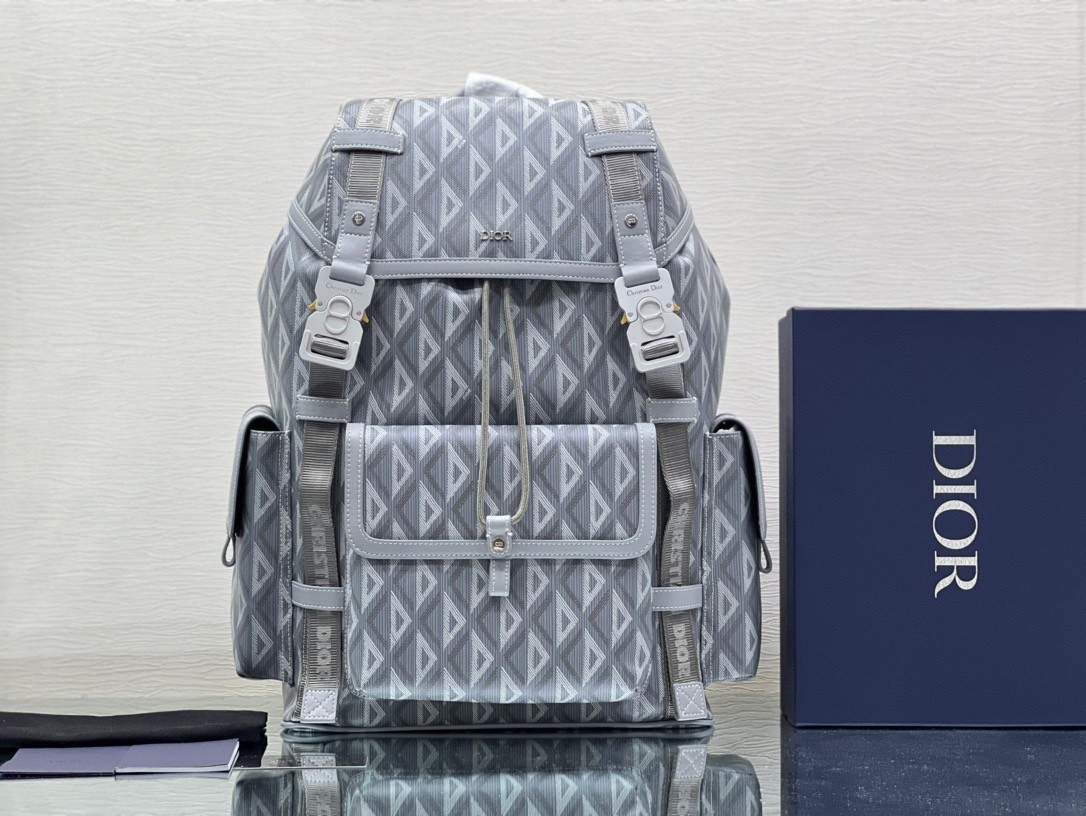 Dior Hit the Road Backpack In Gray CD Diamond Canvas 310