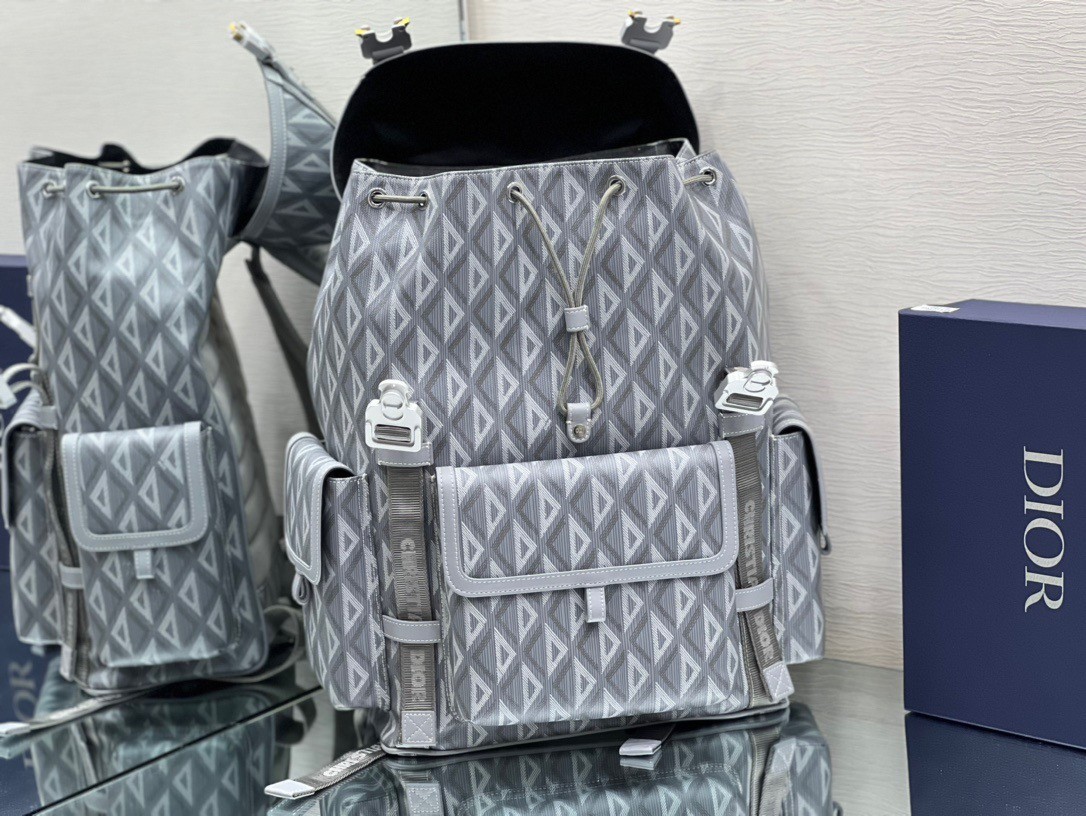 Dior Hit the Road Backpack In Gray CD Diamond Canvas 310