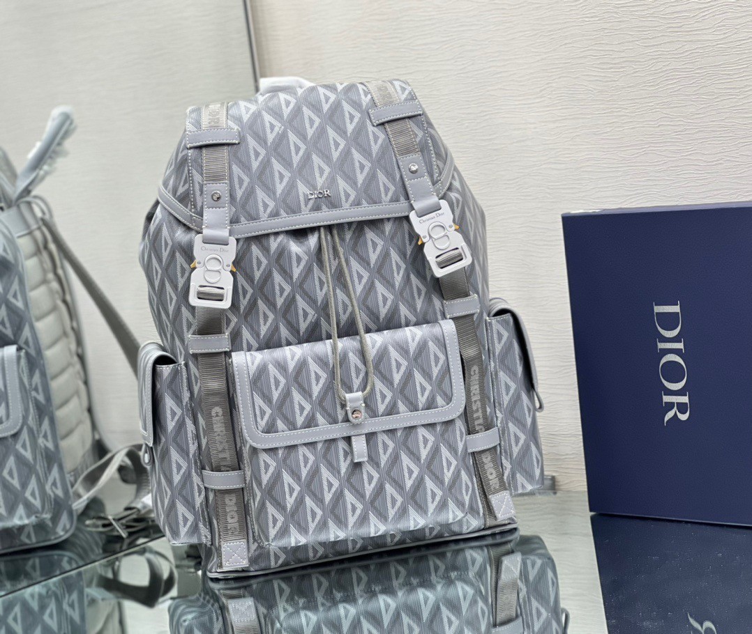 Dior Hit the Road Backpack In Gray CD Diamond Canvas 310