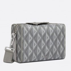 Dior Lingot Messenger Bag In Gray CD Diamond Canvas 330