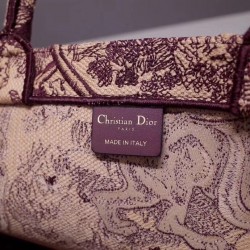 Dior Book Tote Bag In Burgundy Toile De Jouy Canvas 724