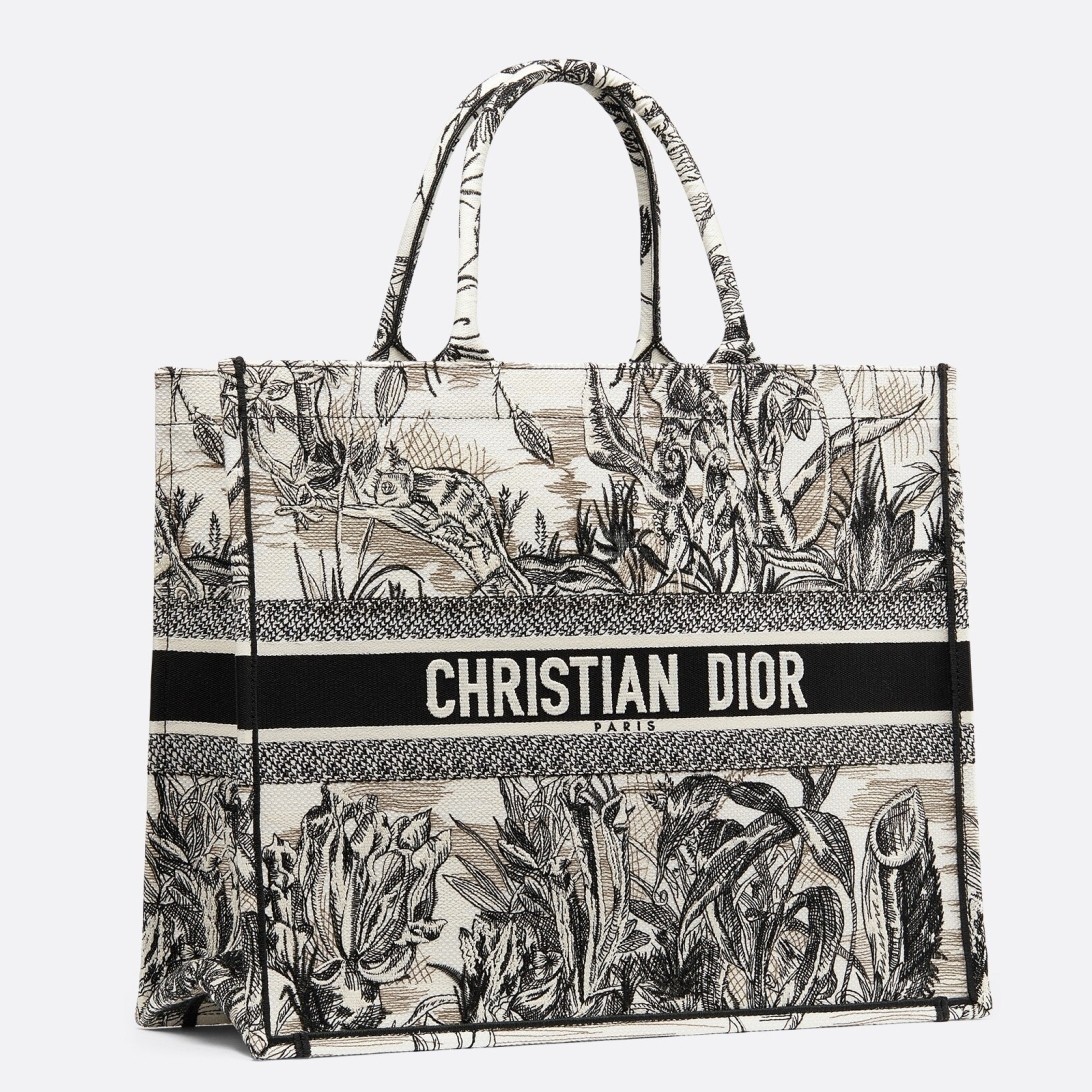 Dior Book Tote Bag In Toile de Jouy Carnivora Motif 291