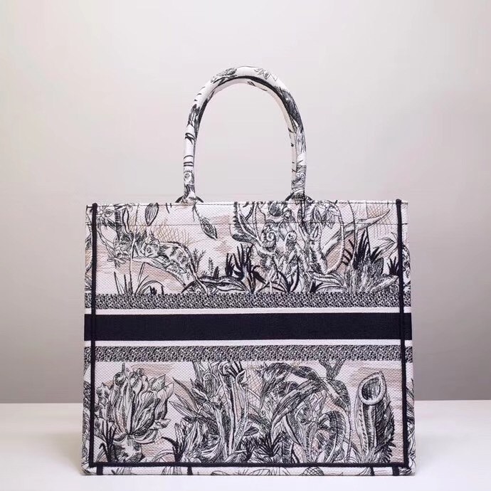 Dior Book Tote Bag In Toile de Jouy Carnivora Motif 291