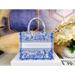 Dior Small Book Tote Bag In Blue Transparent Toile de Jouy Canvas 319