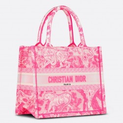 Dior Small Book Tote Bag In Pink Transparent Toile de Jouy Canvas 355