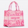 Dior Small Book Tote Bag In Pink Transparent Toile de Jouy Canvas 355