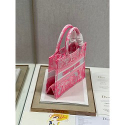 Dior Small Book Tote Bag In Pink Transparent Toile de Jouy Canvas 355