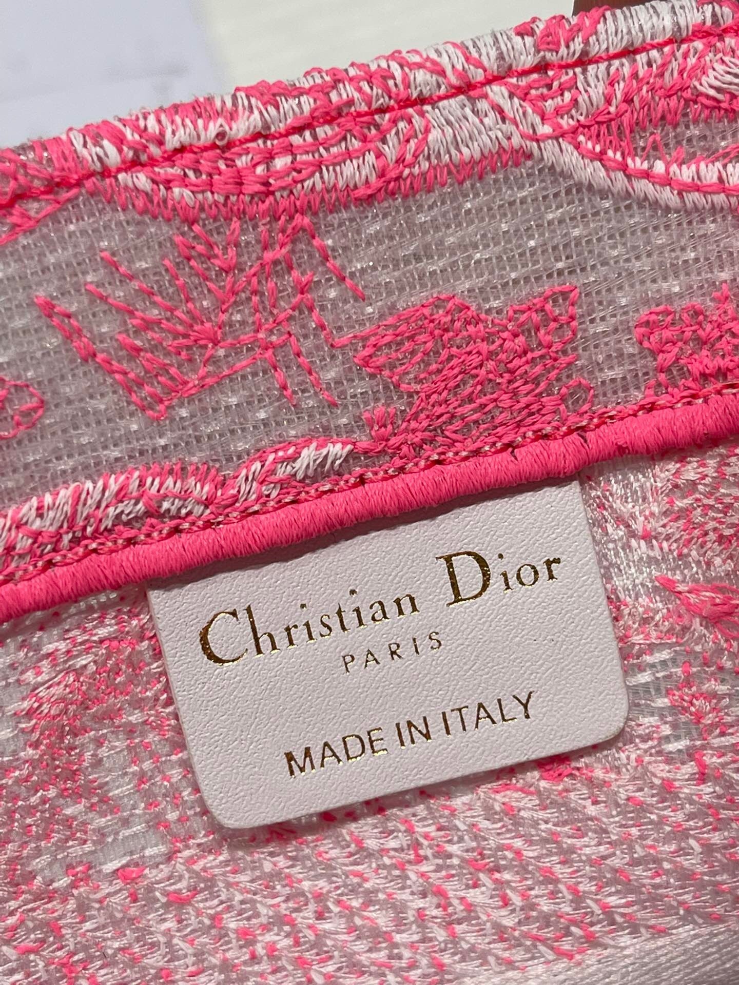 Dior Small Book Tote Bag In Pink Transparent Toile de Jouy Canvas 355