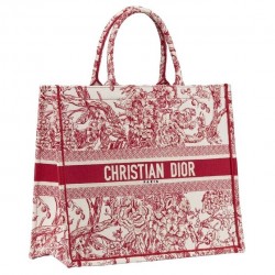 Dior Book Tote Bag In Red Hydrangea Flowers Canvas 304