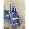 Dior Medium Book Tote Bag In Fluorescent Blue Toile de Jouy Reverse Embroidery 388