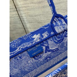 Dior Medium Book Tote Bag In Fluorescent Blue Toile de Jouy Reverse Embroidery 388