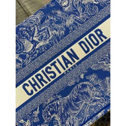 Dior Medium Book Tote Bag In Fluorescent Blue Toile de Jouy Reverse Embroidery 388