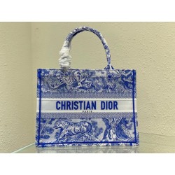 Dior Medium Book Tote Bag In Blue Transparent Toile de Jouy Canvas 488