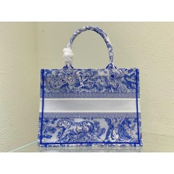 Dior Medium Book Tote Bag In Blue Transparent Toile de Jouy Canvas 488