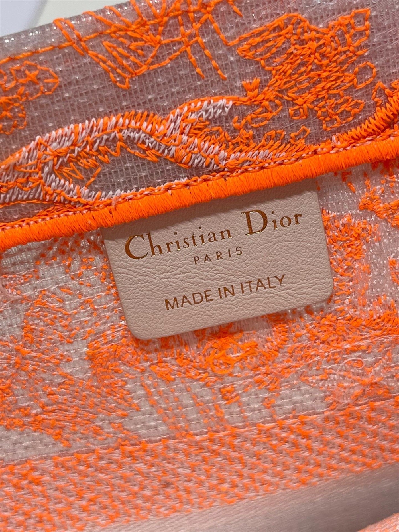 Dior Medium Book Tote Bag In Orange Transparent Toile de Jouy Canvas 514