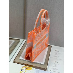 Dior Medium Book Tote Bag In Orange Transparent Toile de Jouy Canvas 514